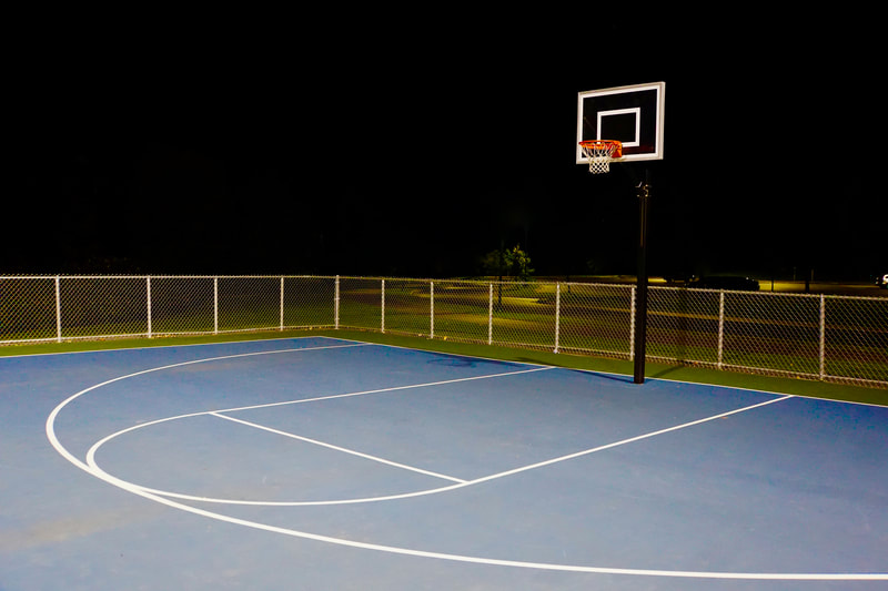 Outdoor sports lighting, basketball court.