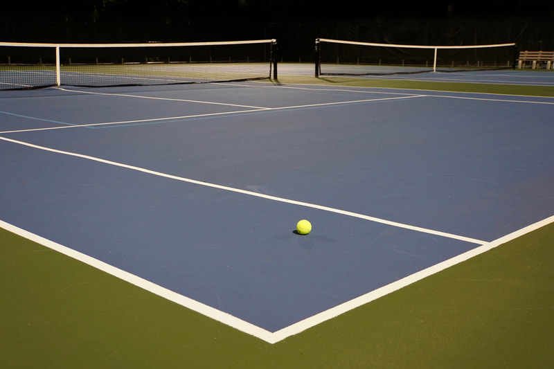 Outdoor sports lighting, tennis court.